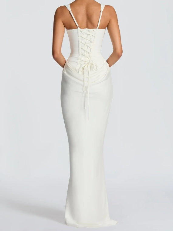 Sexy Pleated Halter-neck Fishtail Design Elegant Strapless Bodycon Dress