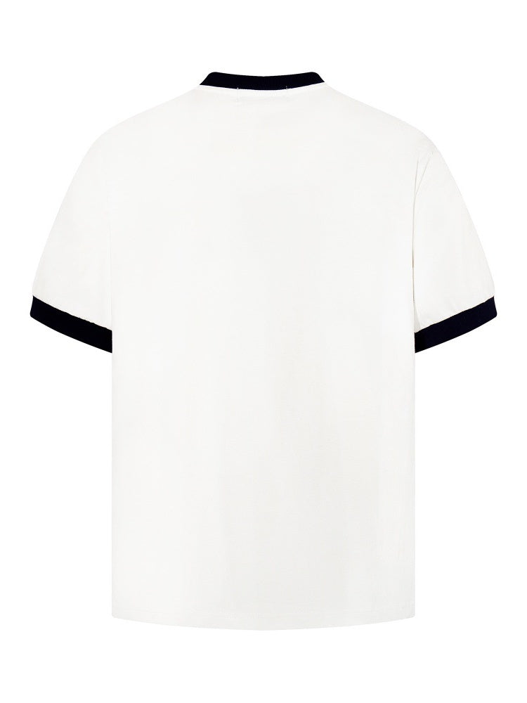 Crowd Printed Hip Hop Color-blocked Slim-fit T-shirts