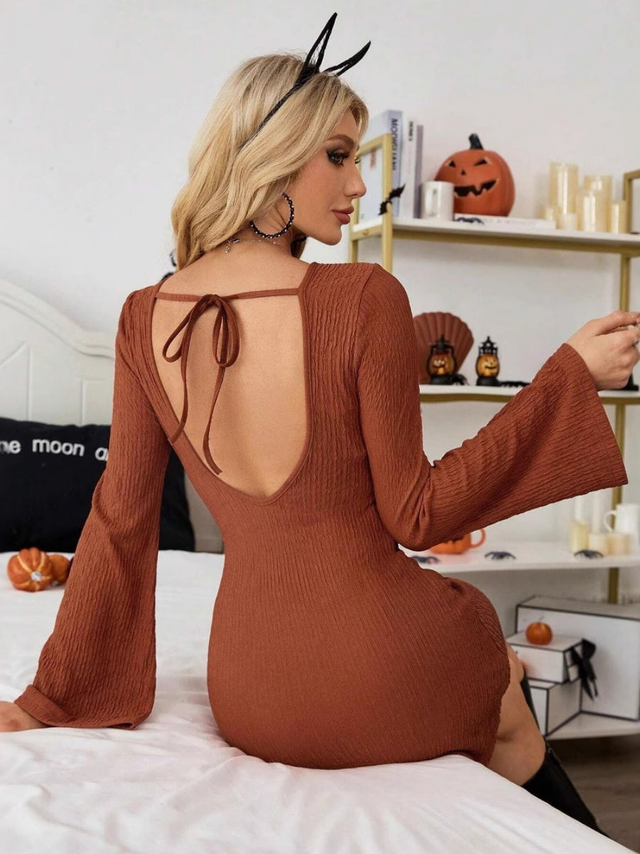 Liber Autumn Women's Lace up Solid Color Mini&Short Dresses