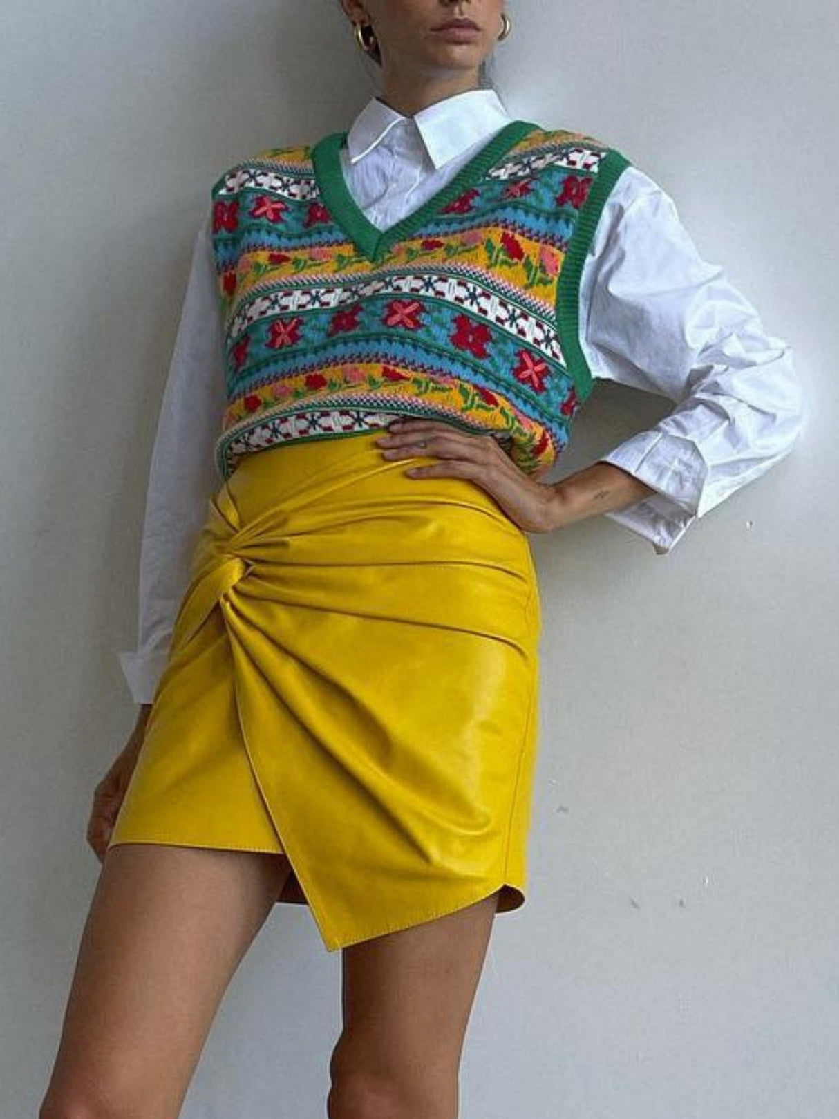 Pleated High-waisted Knot Hip Wrap Skirts