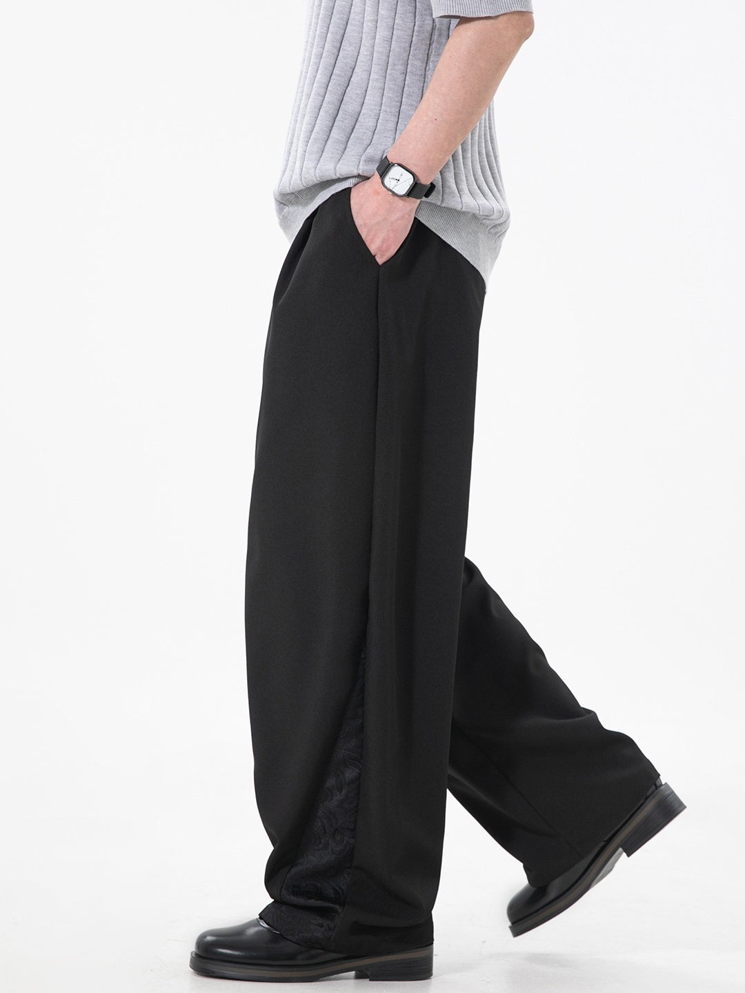 New Chinese Style Dark Pattern Jacquard Patchwork Pants