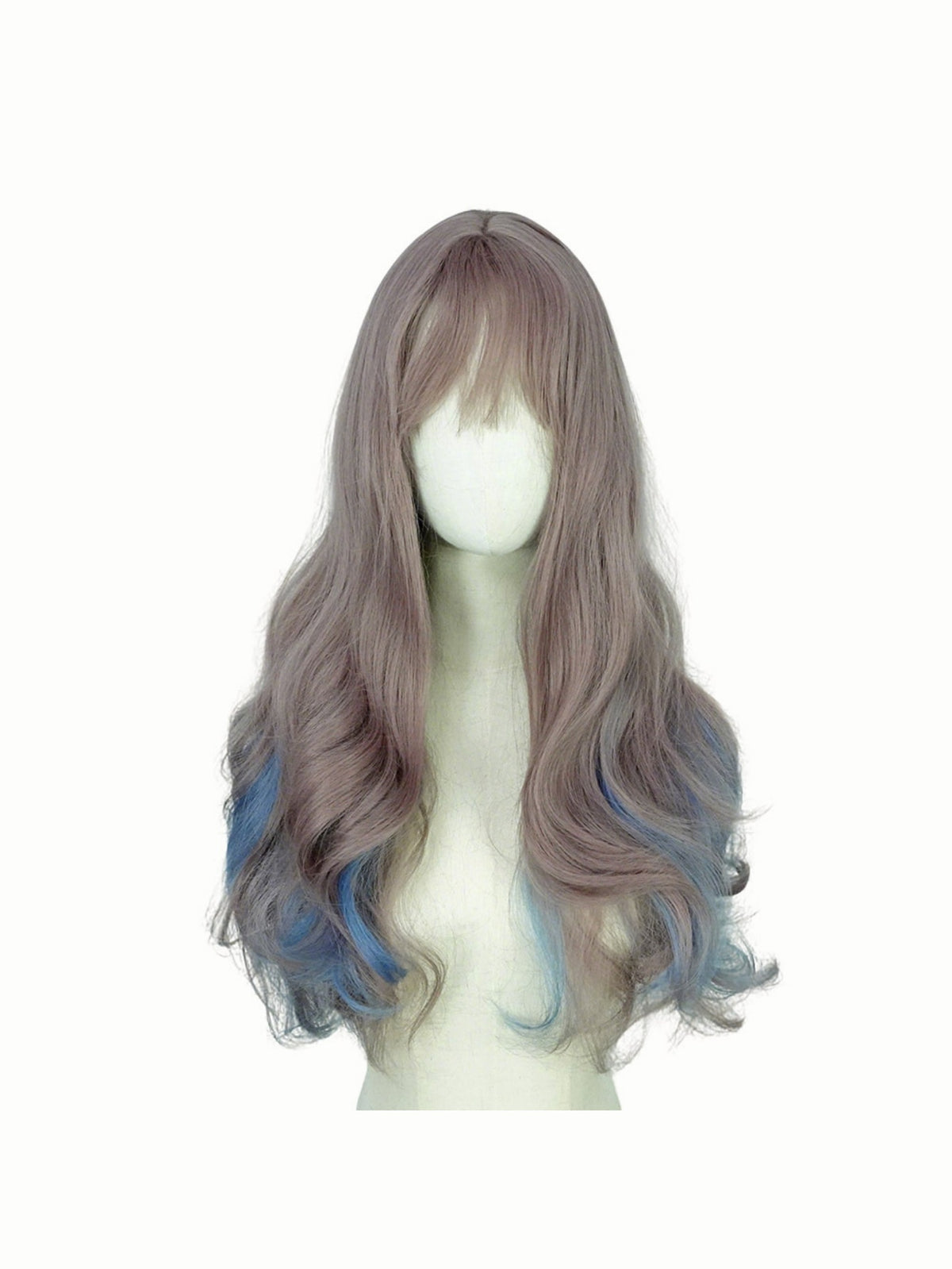 Colored Synthetic Fiber Long Wavy Curl Wig