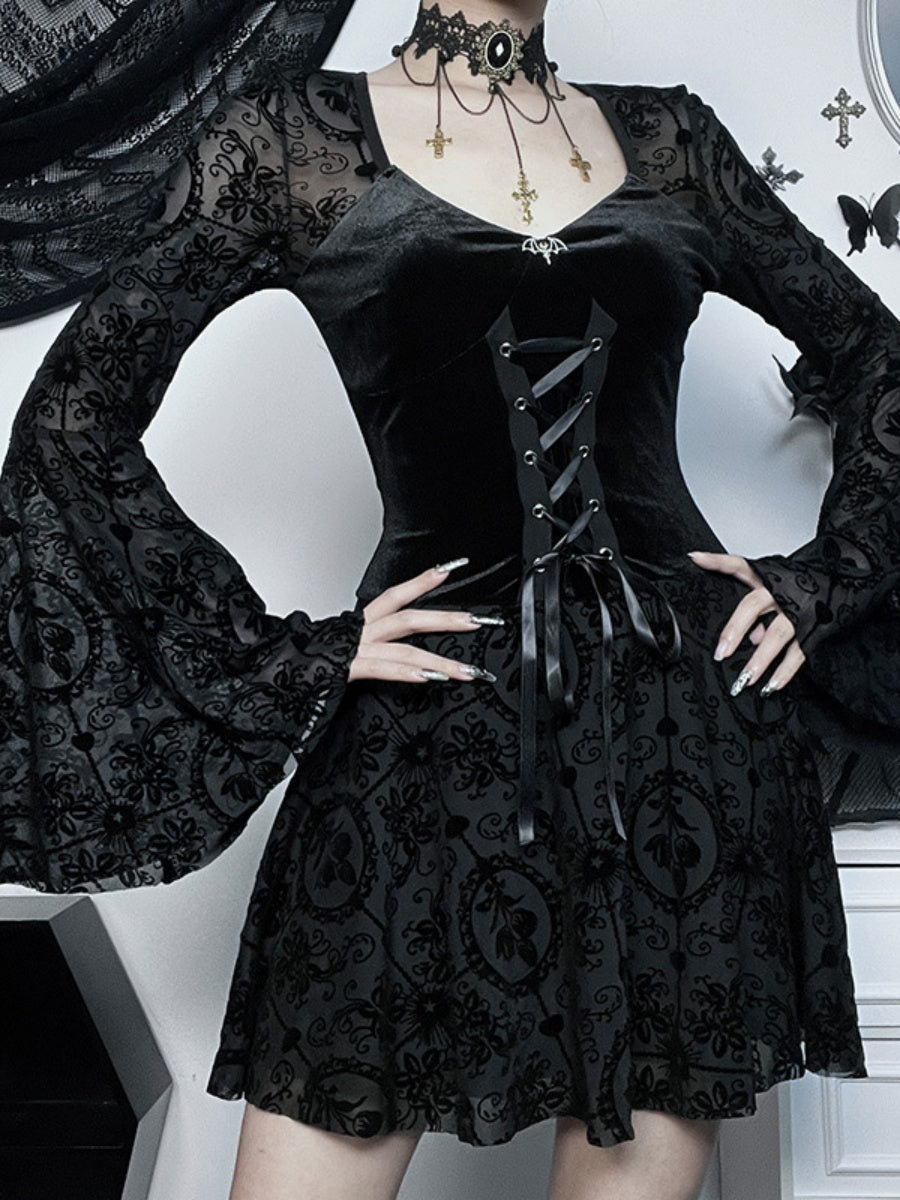 Batman Plants And Flowers Bandage Dark Style Flocking Mini&Short Dresses