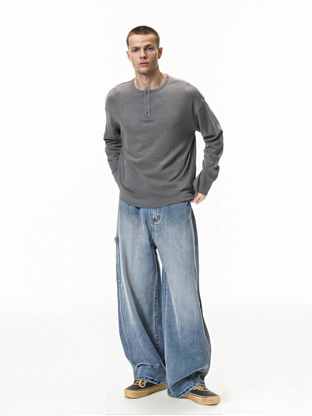 Retro Washing Old Blended Wide-leg Tooling Jeans