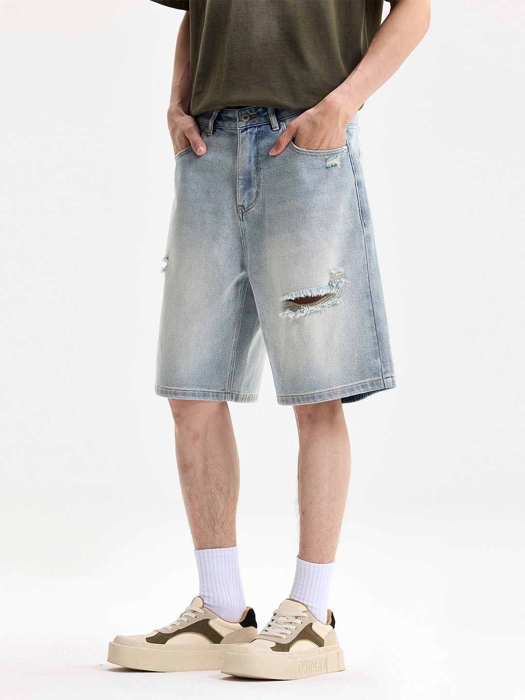 Hole Denim Shorts