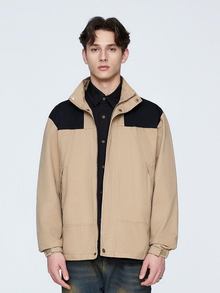 Splicing Contrasting Colors Design Windproof All-match Leisure Jackets