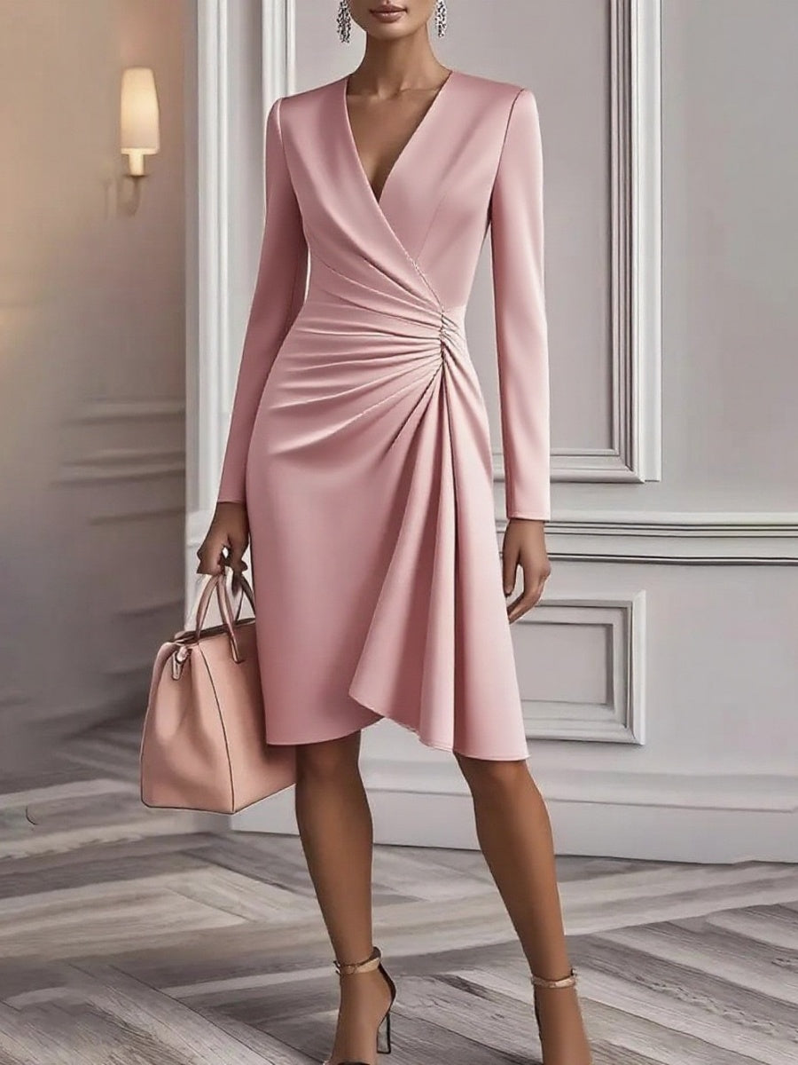 Long Sleeve Hip-hugging Crimp Maxi Dresses