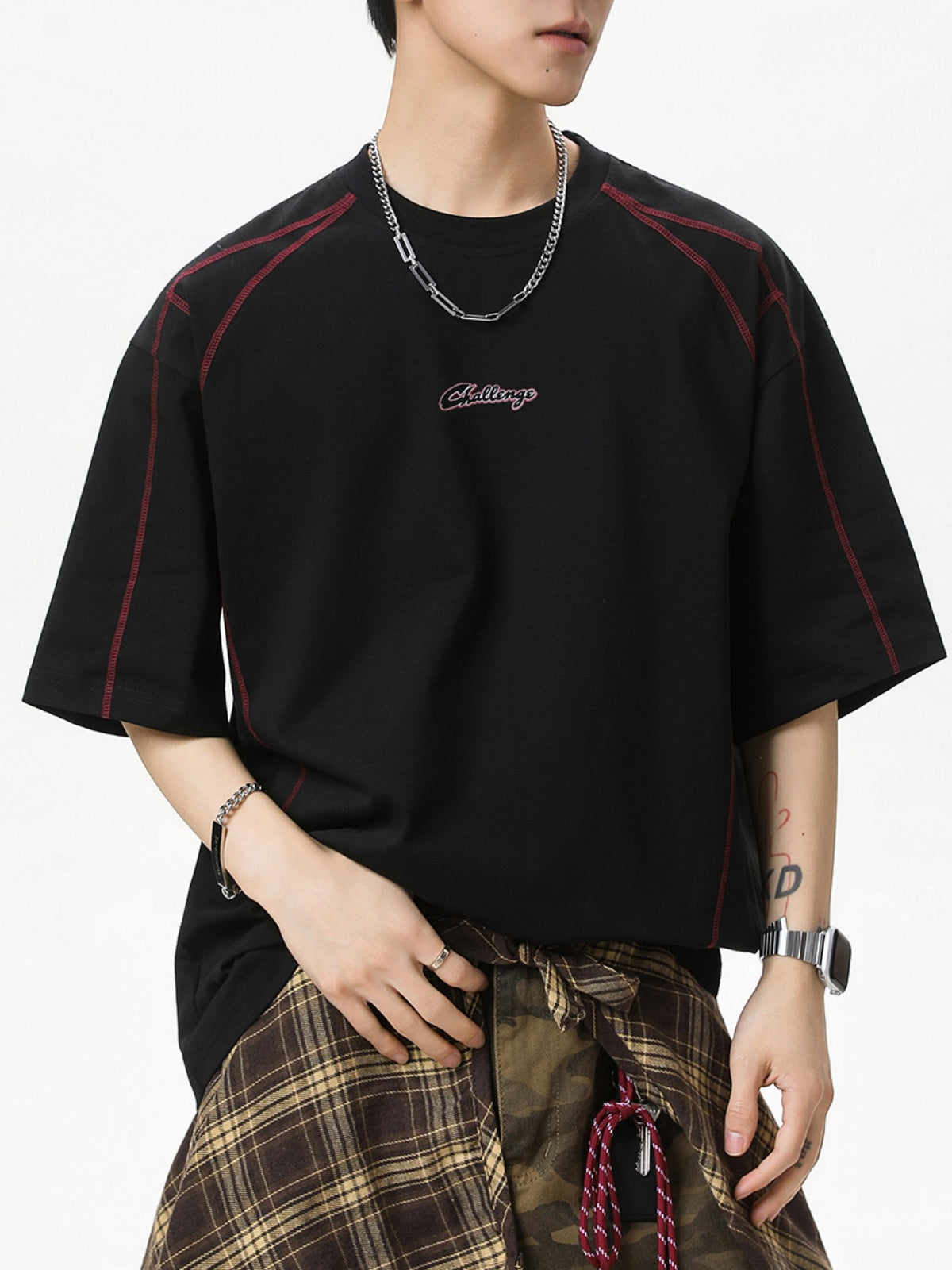Color-blocked Letter Printed T-shirts