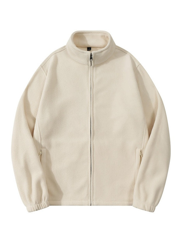 Fleece Loose Stand Collar Zipper Jackets