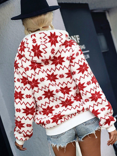 Christmas Cardigan Pocket Hooded Jacket