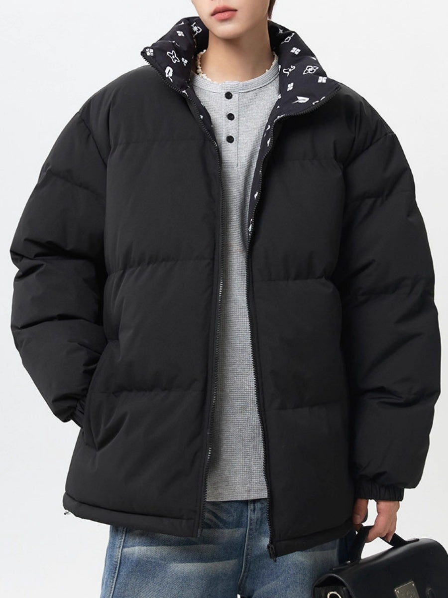 Color Interpolation Stand Collar Thickening Keep Warm Winter Coats