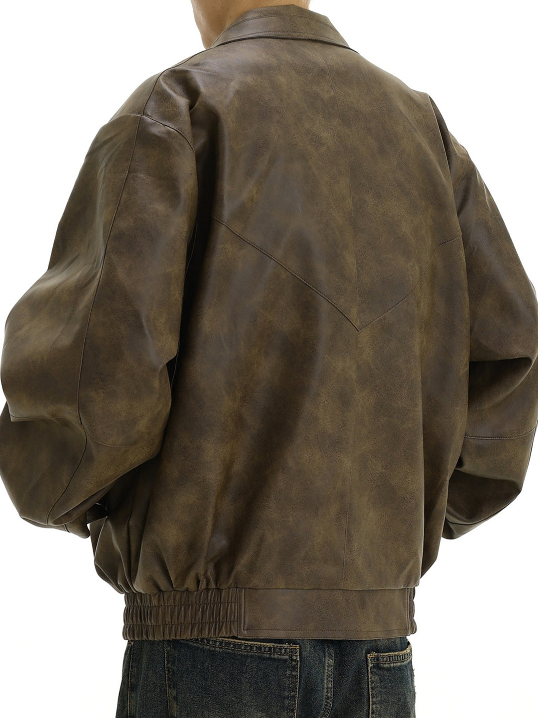 Braune Lederjacke mit Used-Look-Revers