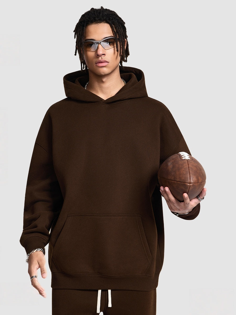 Solid Color All-match Plush Loose Hooded Hoodie Set