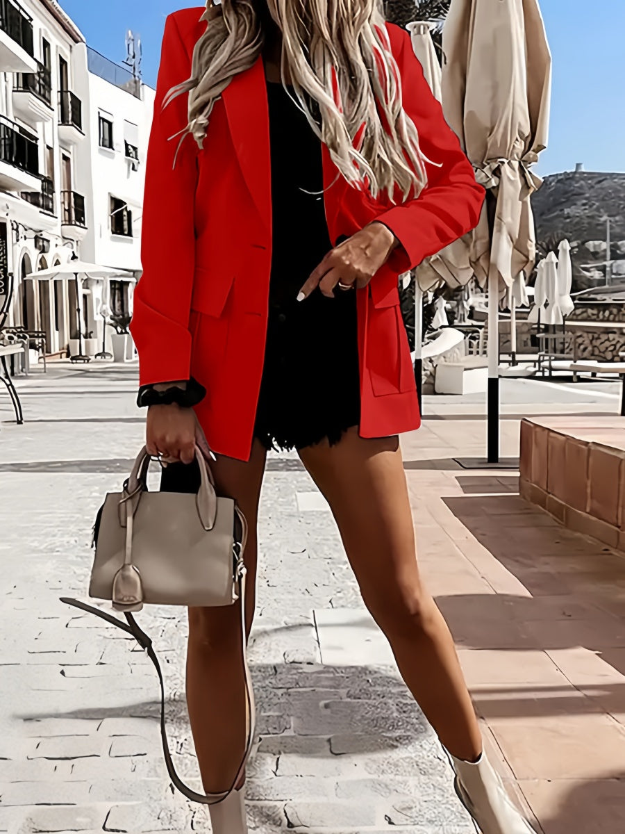 Loose-fitting Suit Solid Color Mid-length Coat