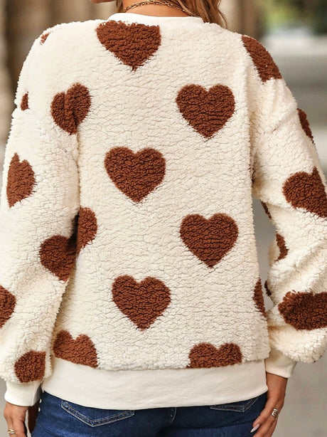 Heart Pattern Sweatshirt Jacket