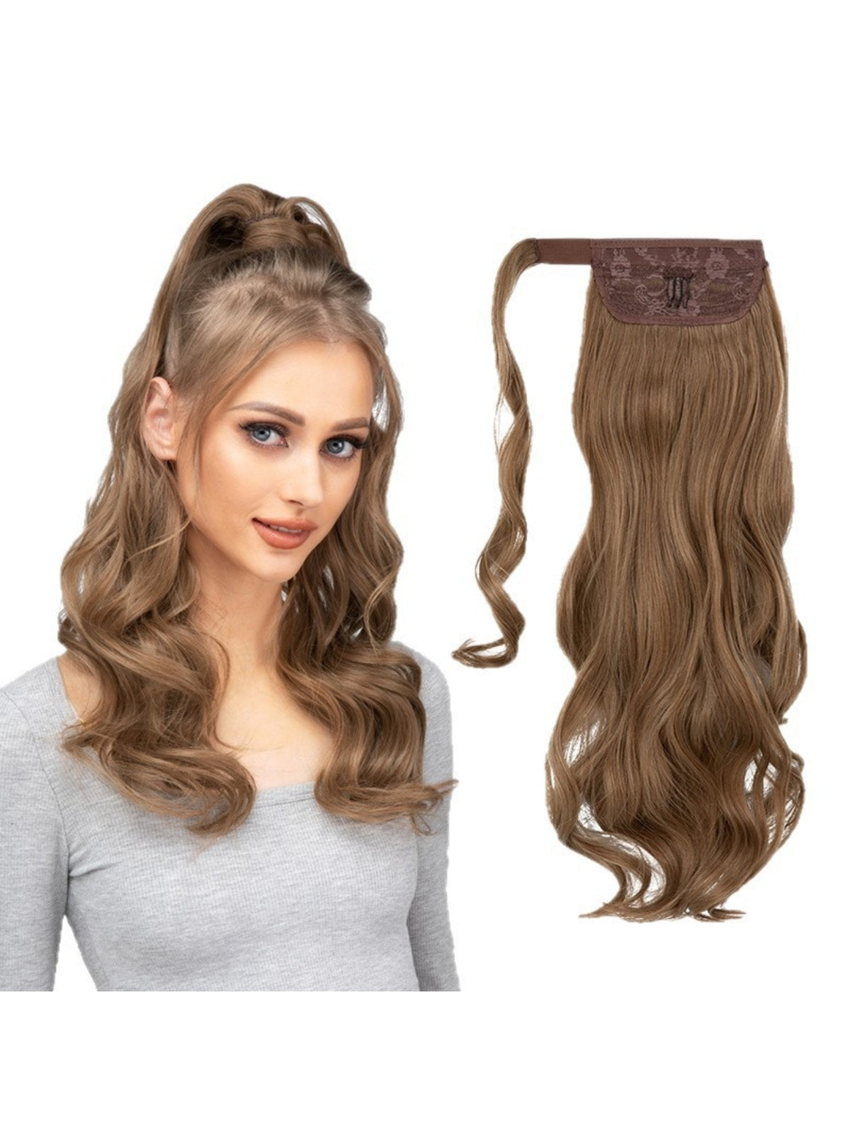 Long, Wavy, Natural Curl Wig With Wrap-around Design
