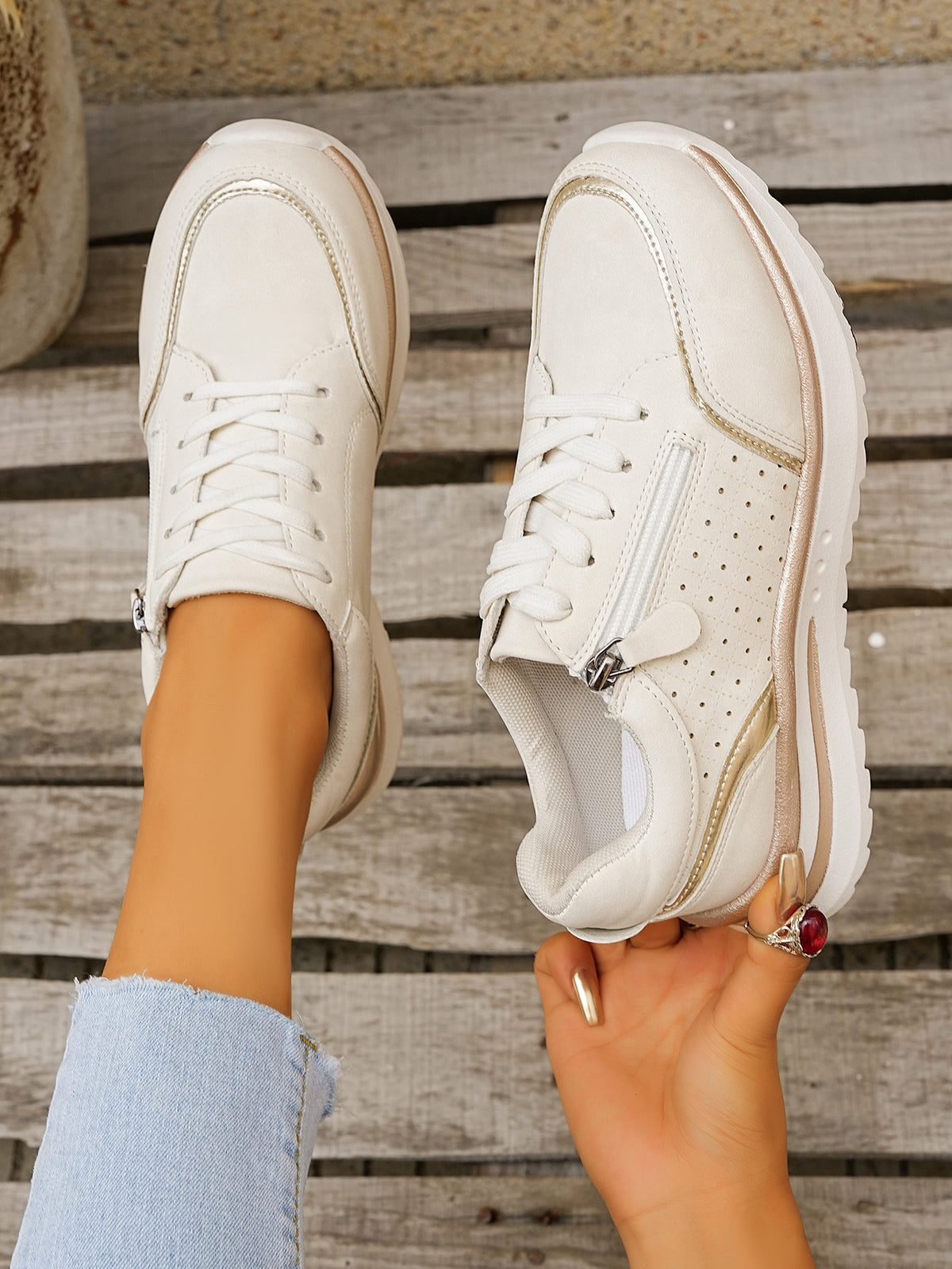 Side Zipper Breathable Athletic Shoes