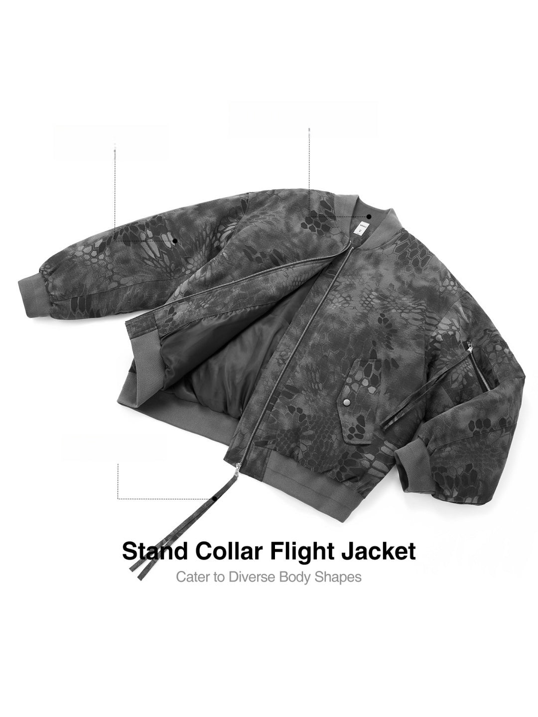 Camouflage Stand Collar Snake Scale Pattern Windproof Keep Warm Jackets