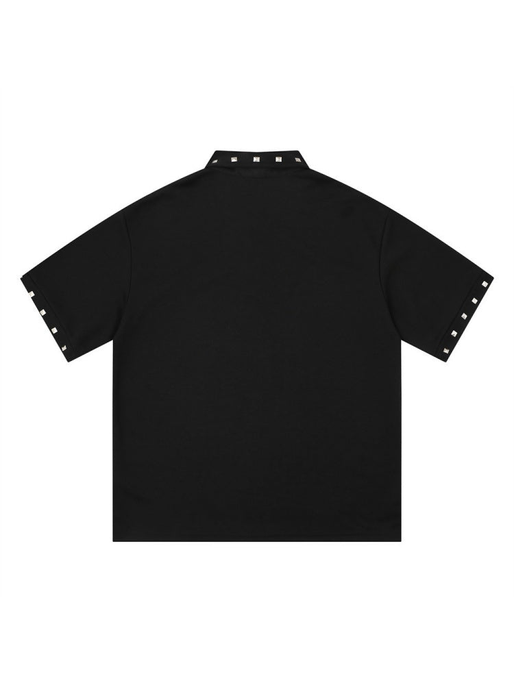 Portrait Printed Loose-fit Ins Metal Orange POLO Shirt