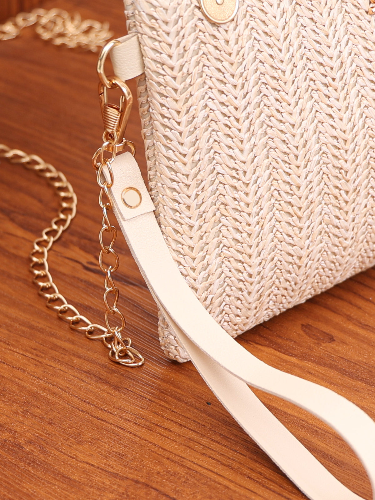 Solid Color Vacation Straw Crossbody Bag