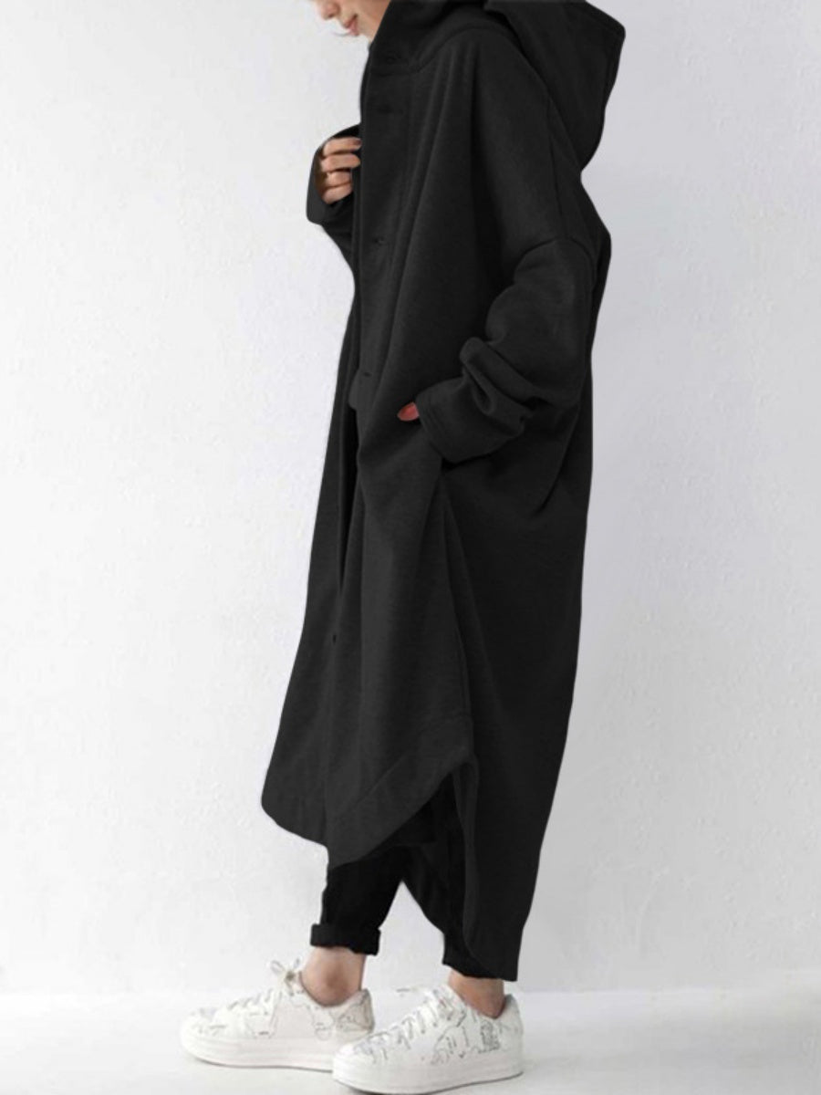 Hooded Single-breasted Loose Mid-length Trench Coats