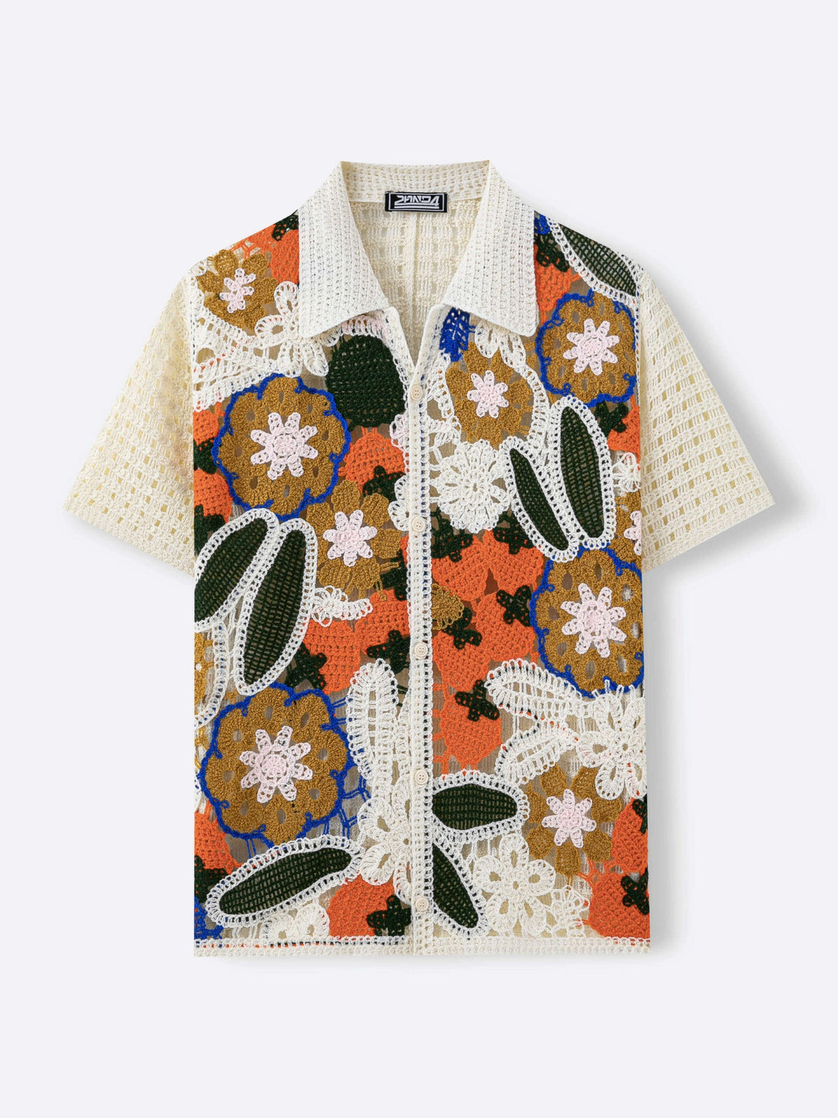 Manual Crochet Hollow Ethnic Style Jacquard POLO Shirt