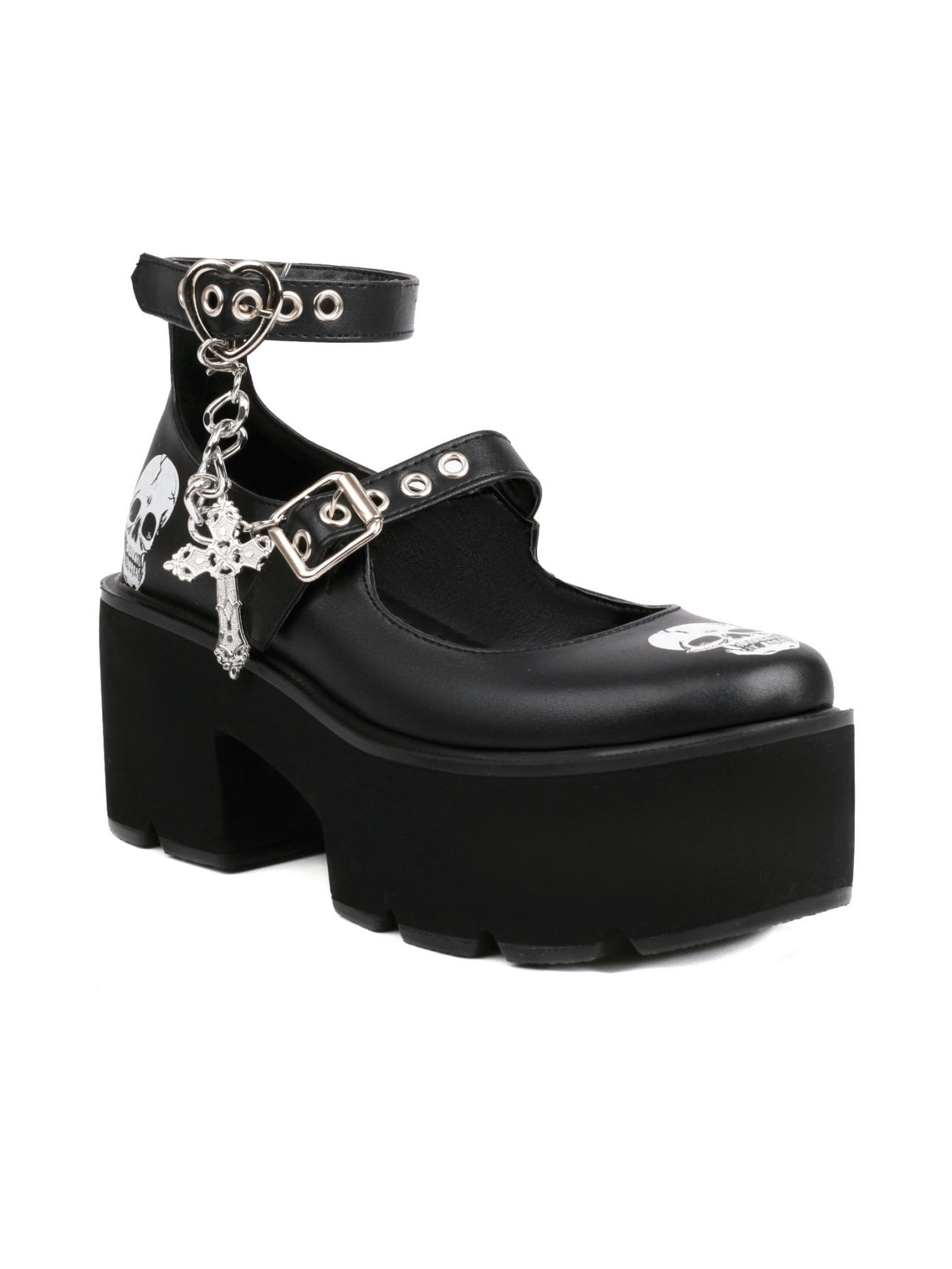 Cross Skull Shoes Punk Dark Gothic Platform Mary Jane Shoes