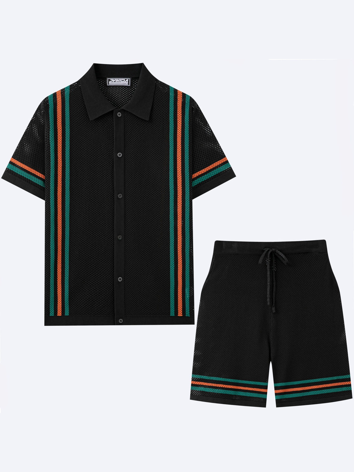 Black Hollow Knitting Mesh Set 2-piece Sets