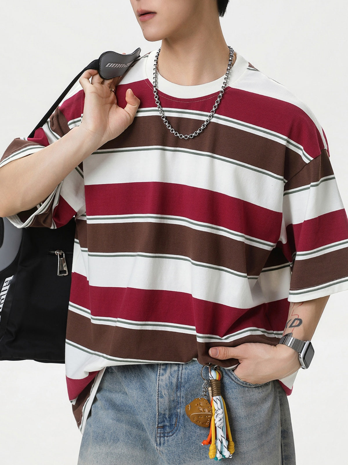 Color-blocked Stripes Loose-fit T-shirts