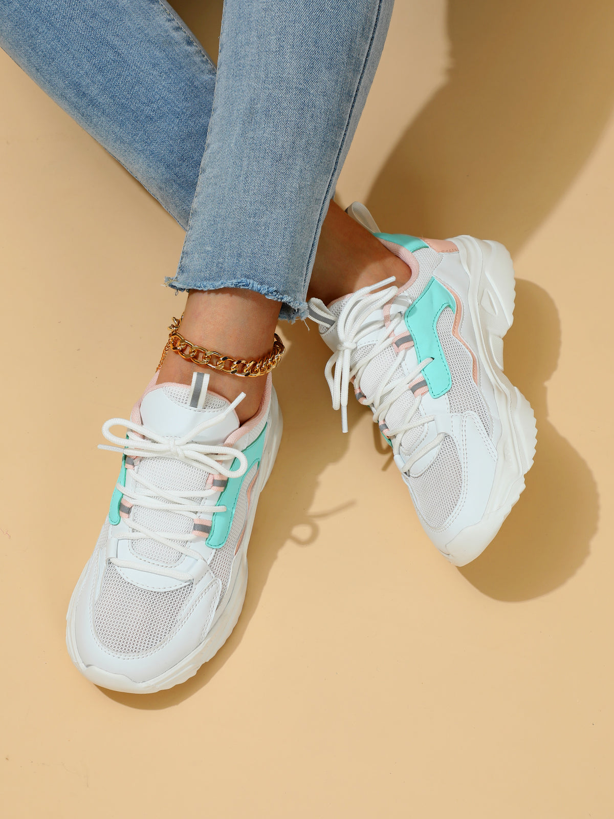 Color-blocked Platform Women's Casual Sneakers