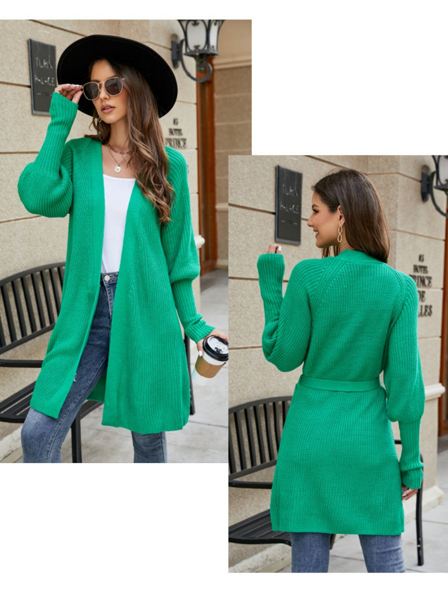 Liber Autumn Women's Plain stitch Mid-length Cardigans Coat