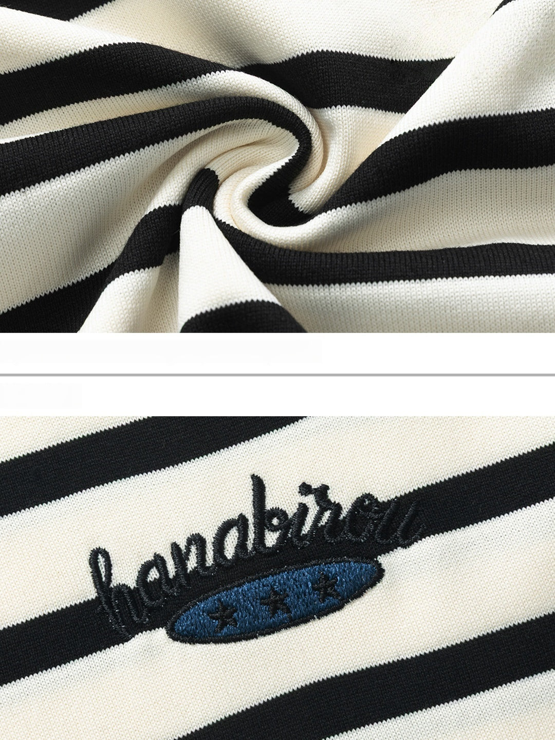 Color-blocked Stripes Letter Applique T-shirts