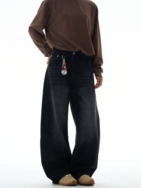 Washing Flower Tie Lightning Pattern Machete Loose Wide-leg Jeans