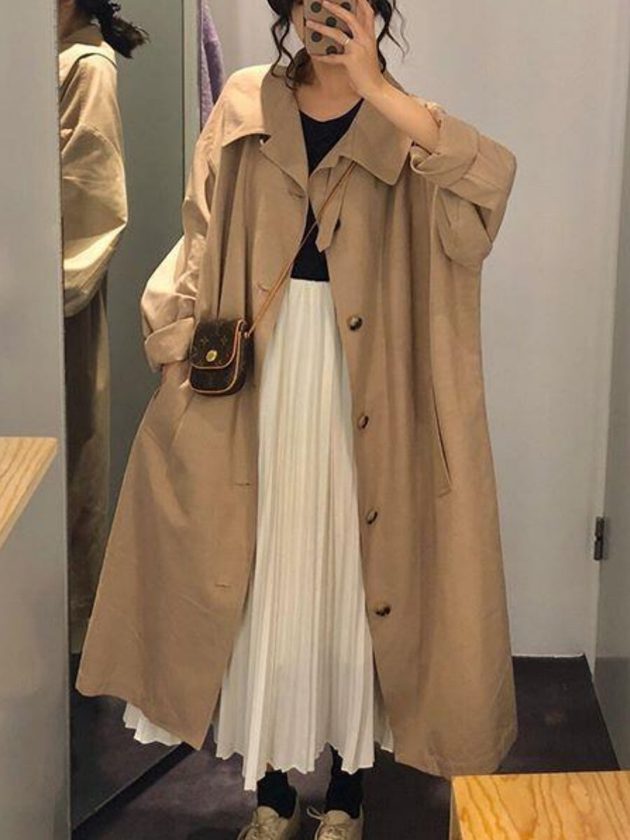 Buttons Loose Mid-length Trench Coats