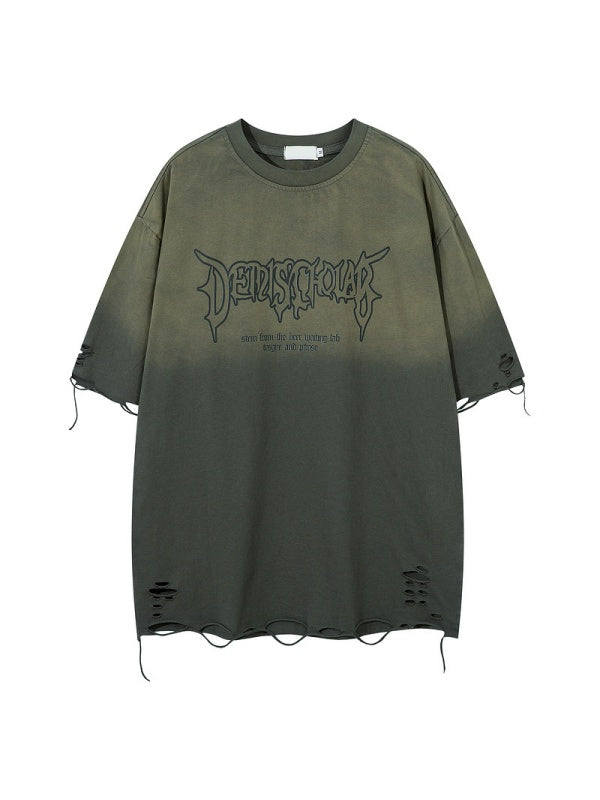 Distressed Washed Oversize Hole T-shirts