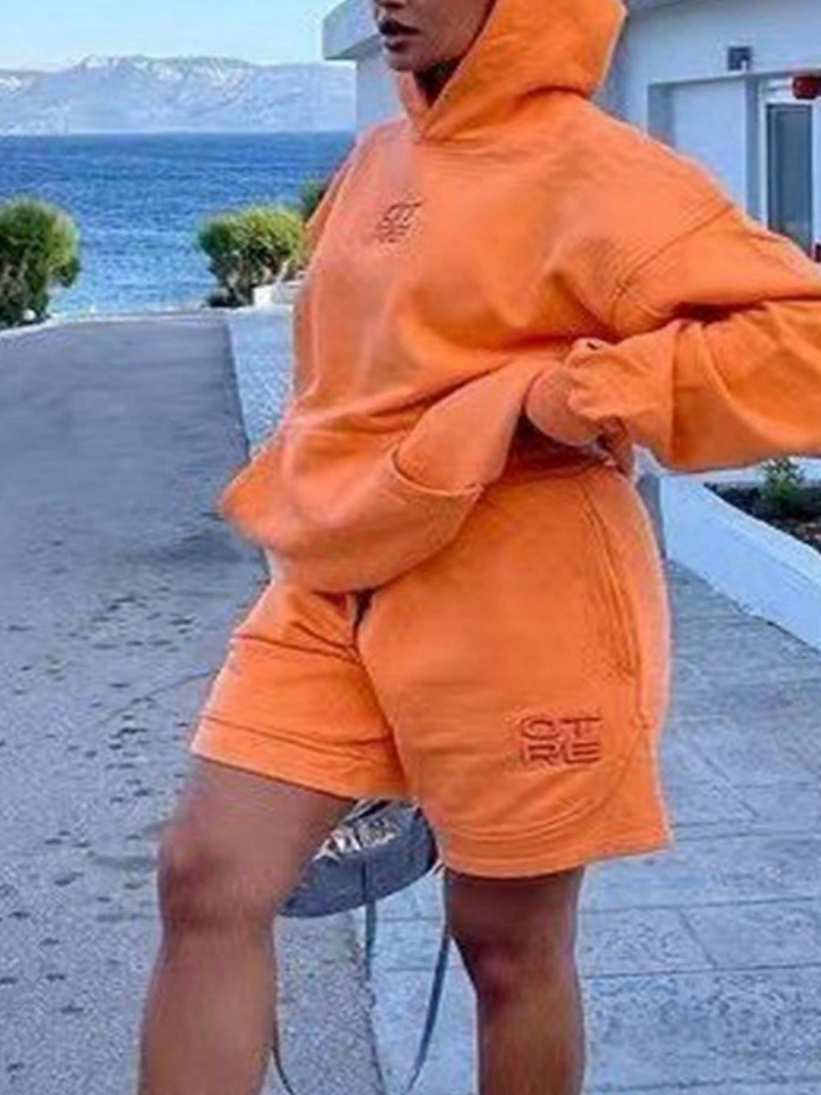 Liber Women's Autumn Hood Embroidered Two-piece Suit