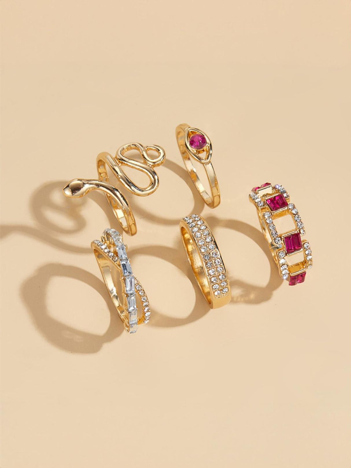 Diamond-encrusted Snake Ring Set
