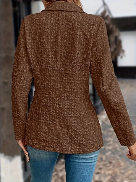 3D Fabrics Solid Color Double-breasted Jackets