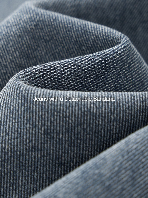 Removable Square Scarf Washing Old Casual Jeans