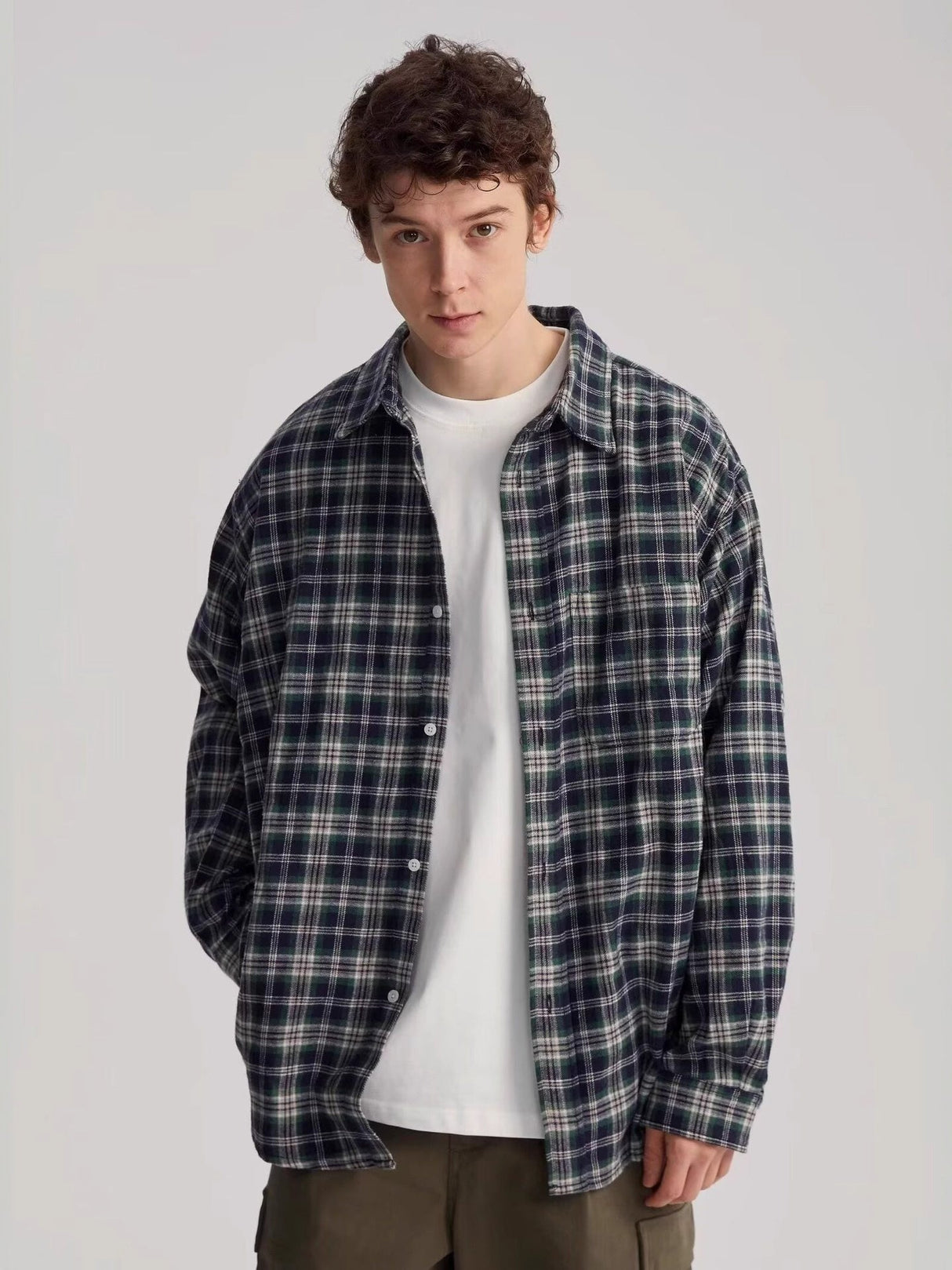 Plaid Loose Long-sleeved Shirt