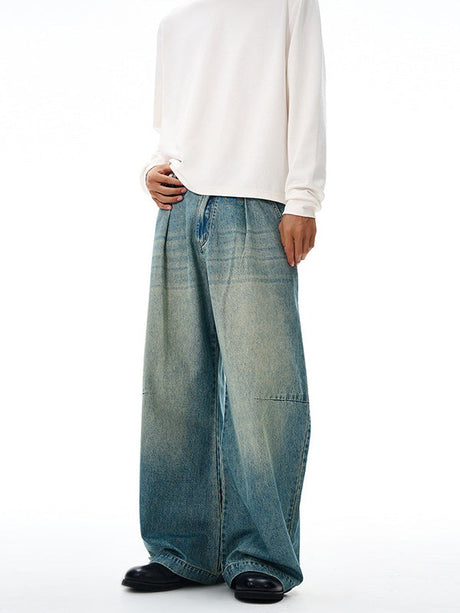 Retro Blue Gathering Machete Cleanfit Jeans