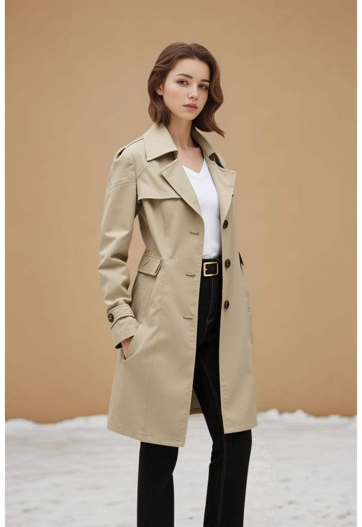 Trench-coats droits mi-longs