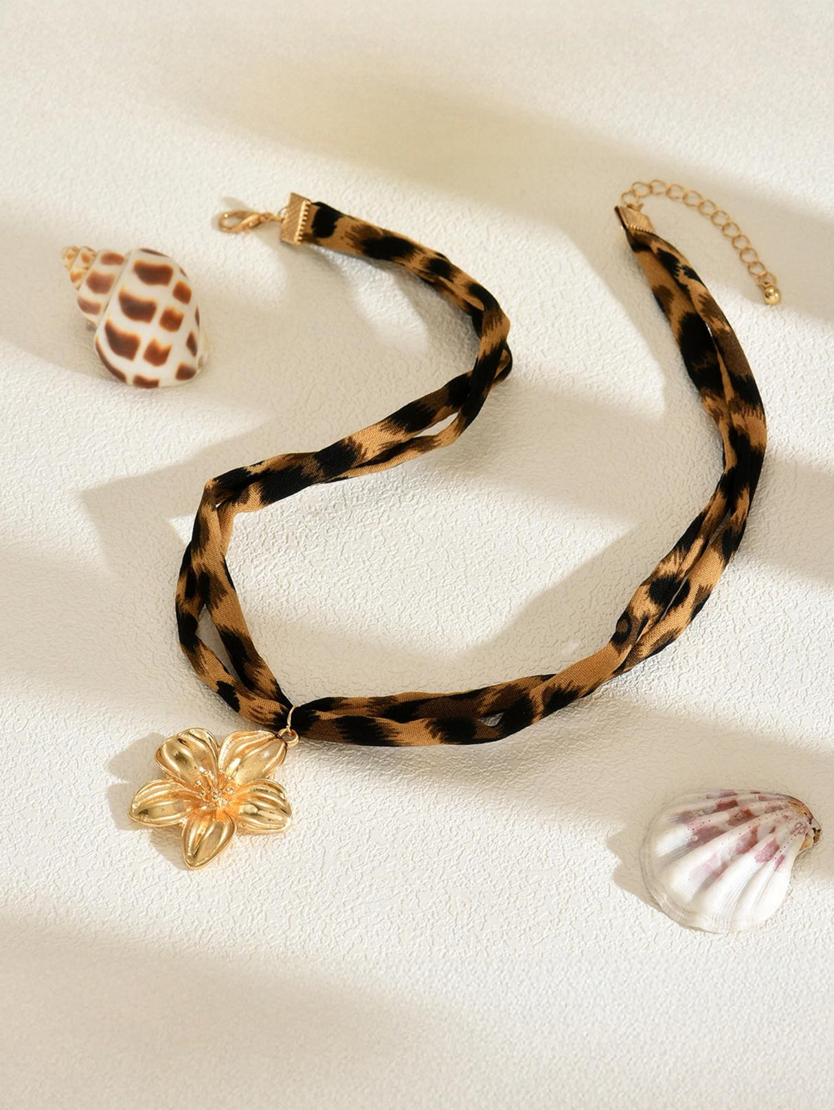 Leopard Print Seashell Starfish Necklace