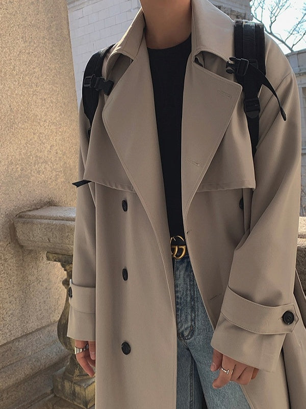 Leisure Double-breasted Loose Mid-length Trench Coats