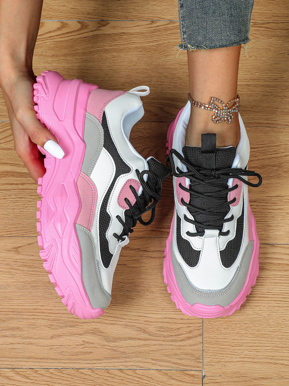 Color-blocked Platform Women's Casual Sneakers