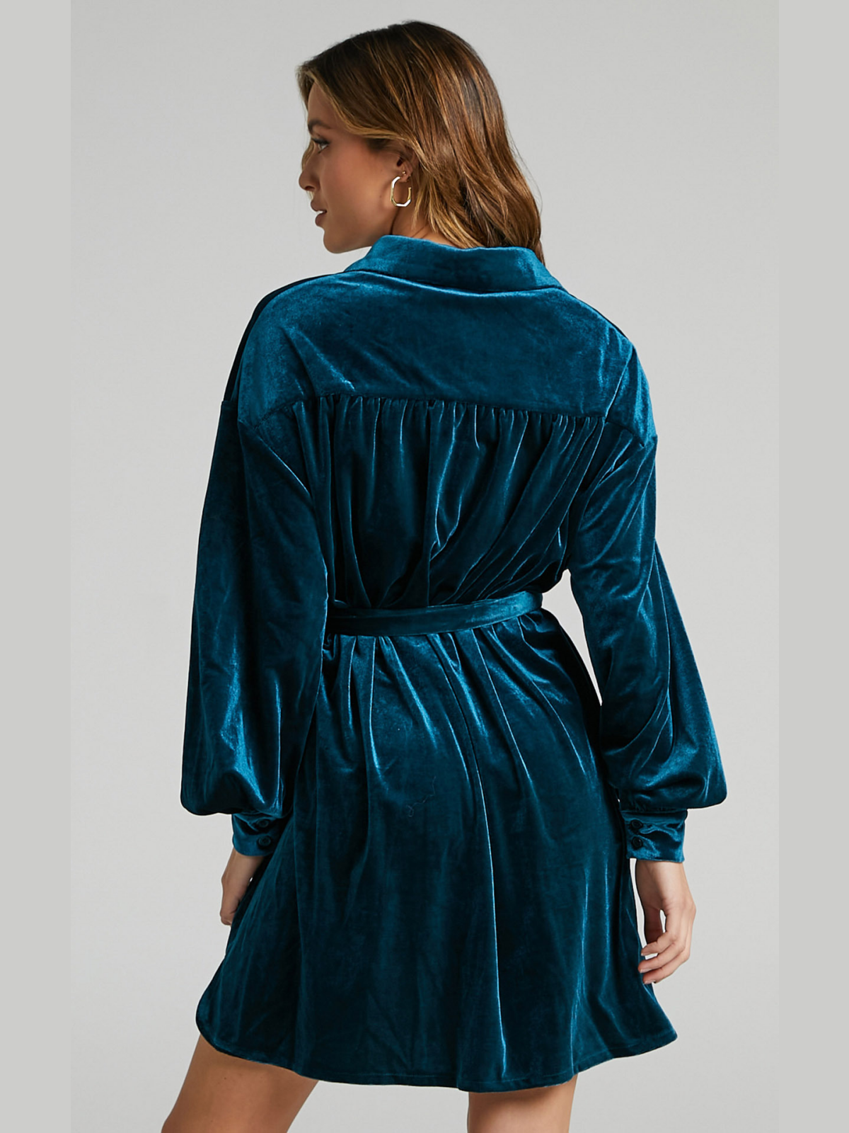 Irregular Splicing Velvet Long Shirt
