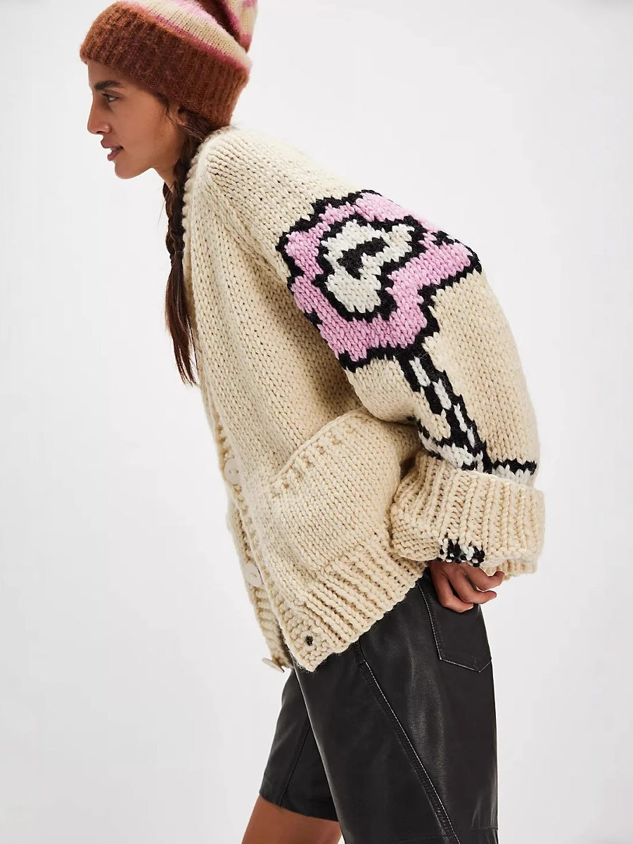 Lapel Printed Cardigans