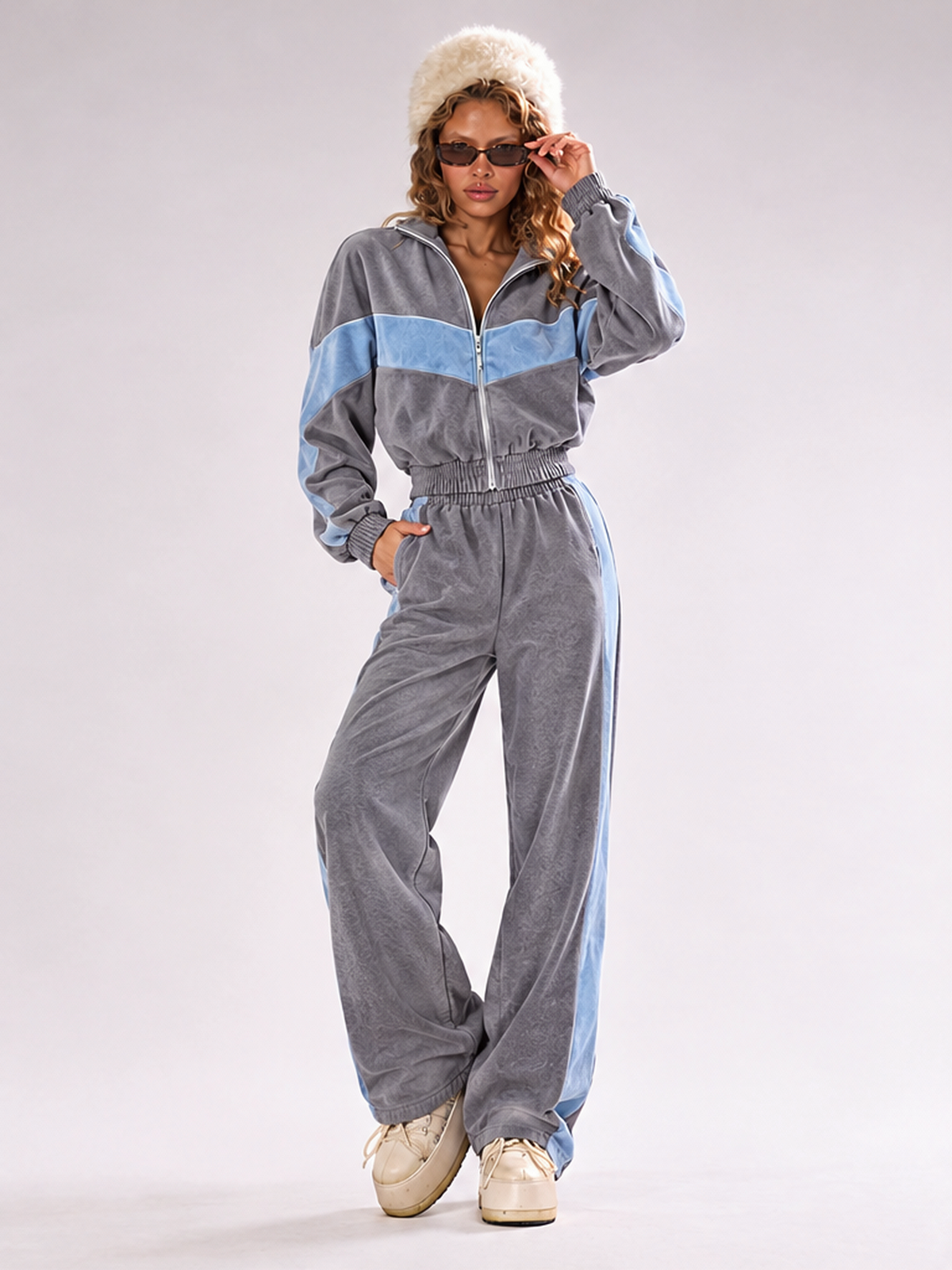 Fashionable Casual Sportswear Set, Zip-up Cardigan And Trousers, Two-piece Set