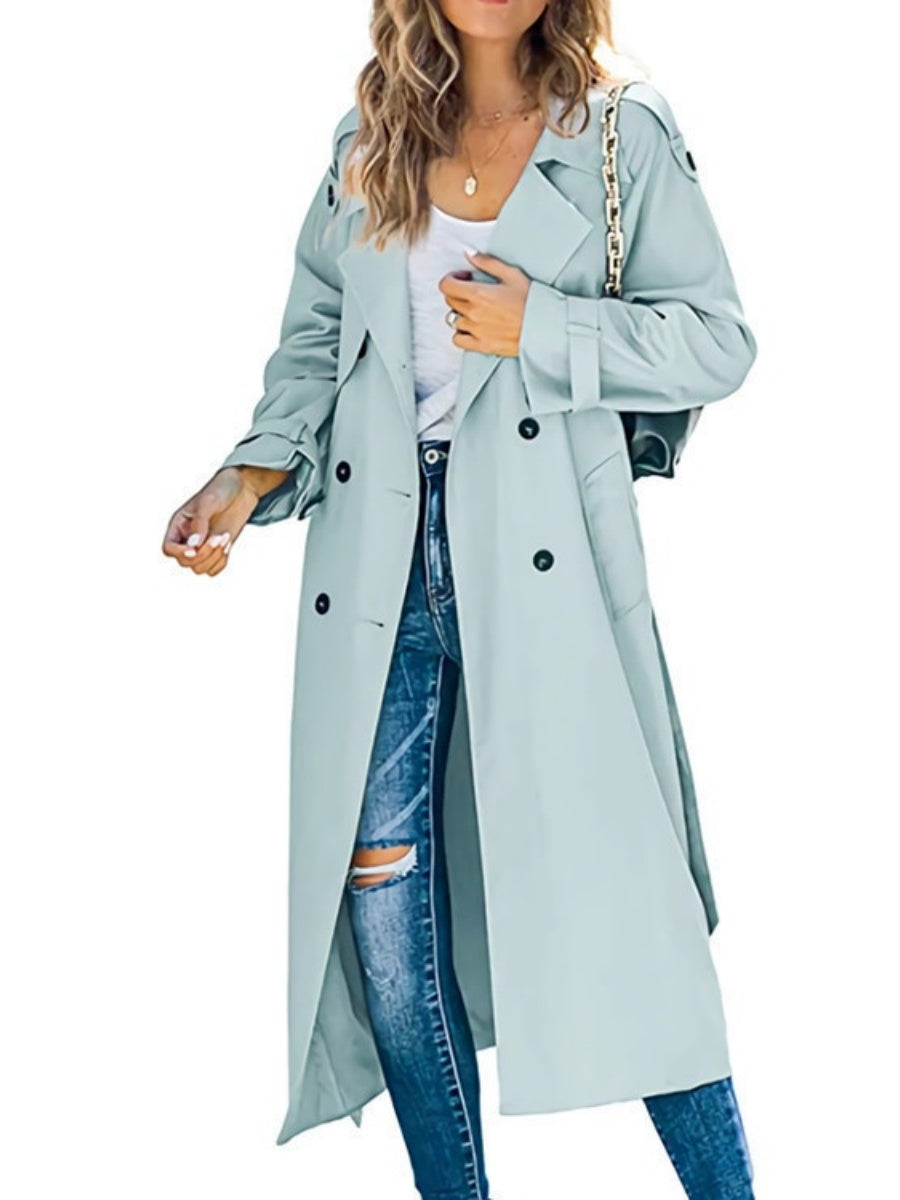 Liber Winter Women's Epaulettes Buttons Trench Coats