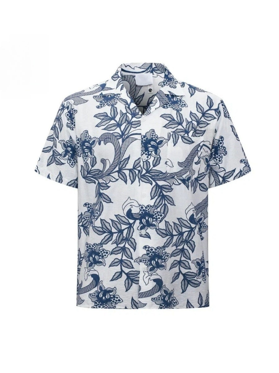 Vine Pattern Vacation Cuban Territory Shirts